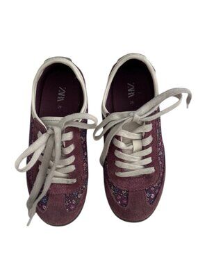 Zara Girls Floral Suede Sneakers Size 29 (US 11)